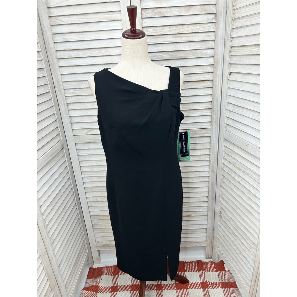 NEW Jones Wear Dress Size 12 Black Sheath Old Money Workwear Career Minimalist
